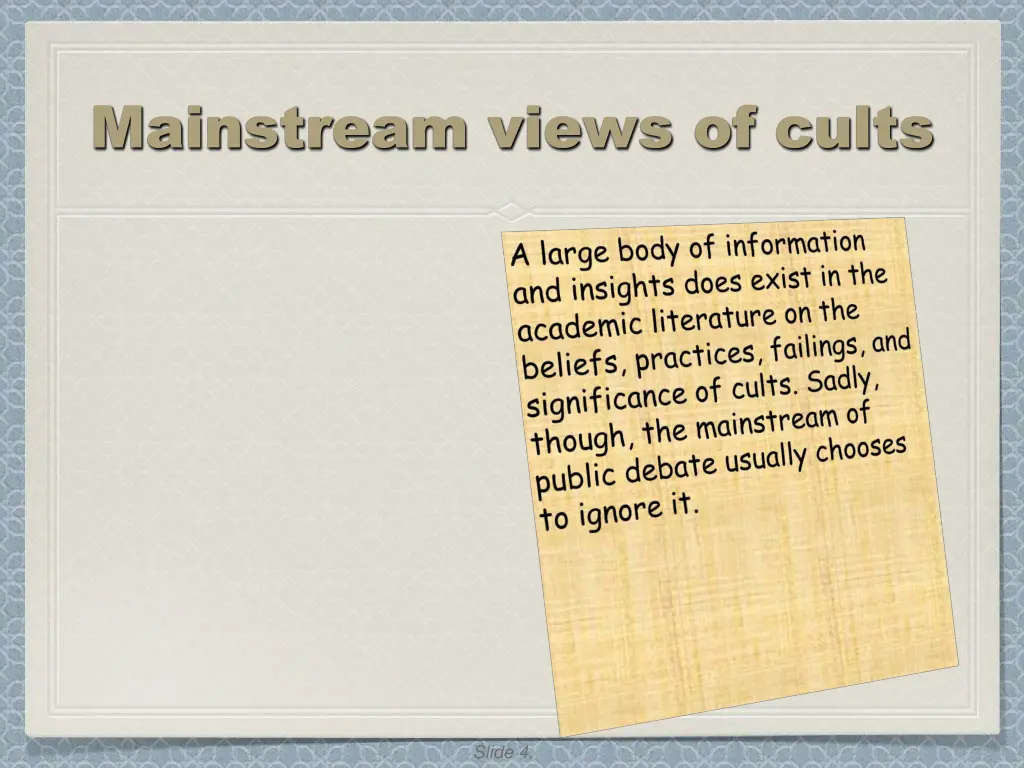 mainstream views of cults