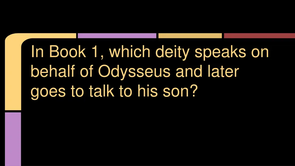 in book 1 which deity speaks on behalf