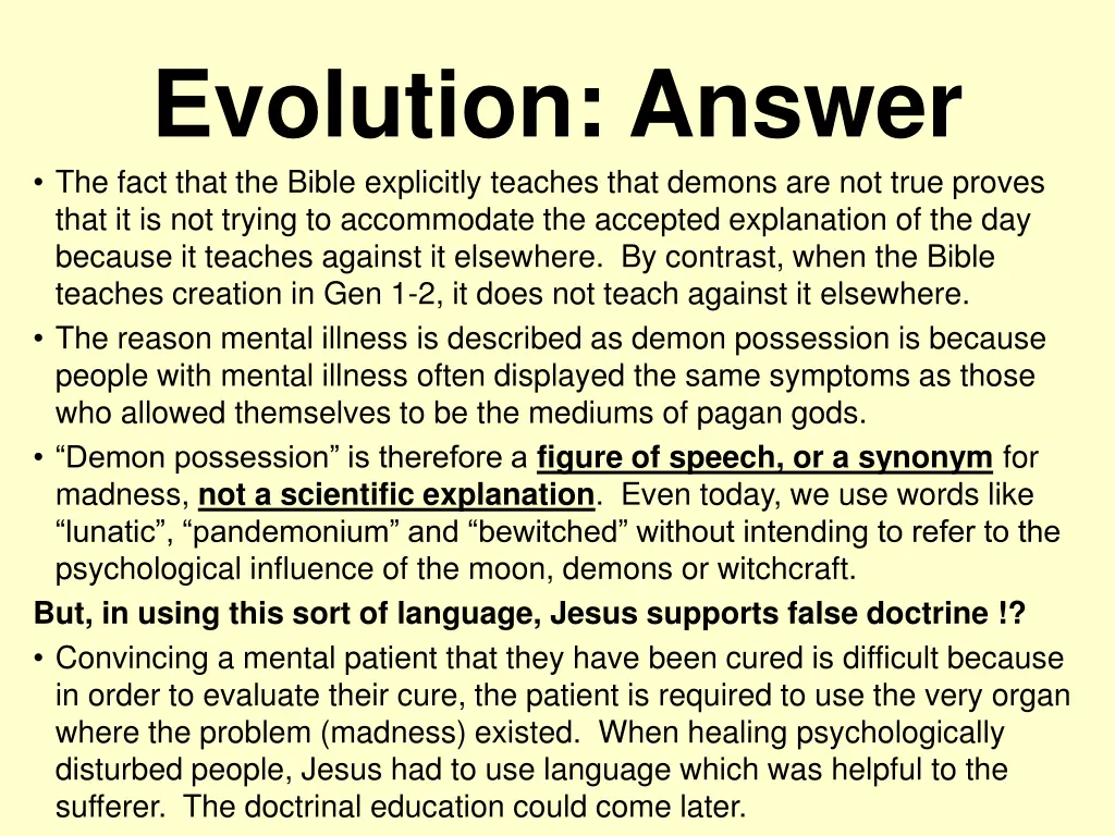 evolution answer the fact that the bible