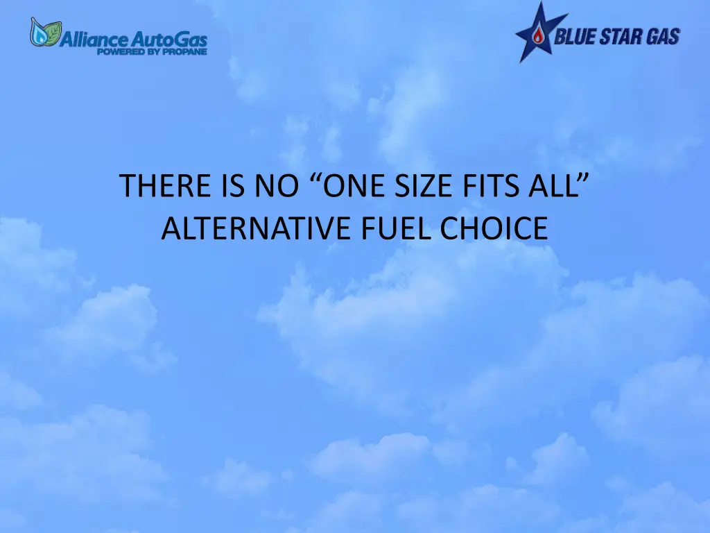 there is no one size fits all alternative fuel