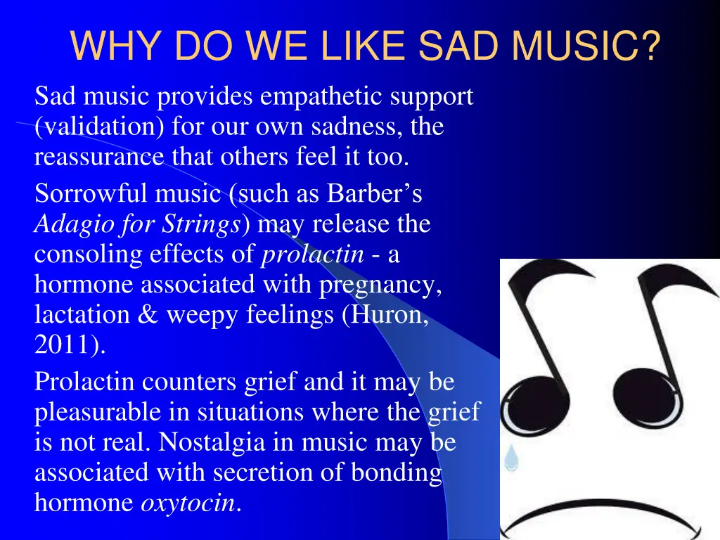 why do we like sad music sad music provides