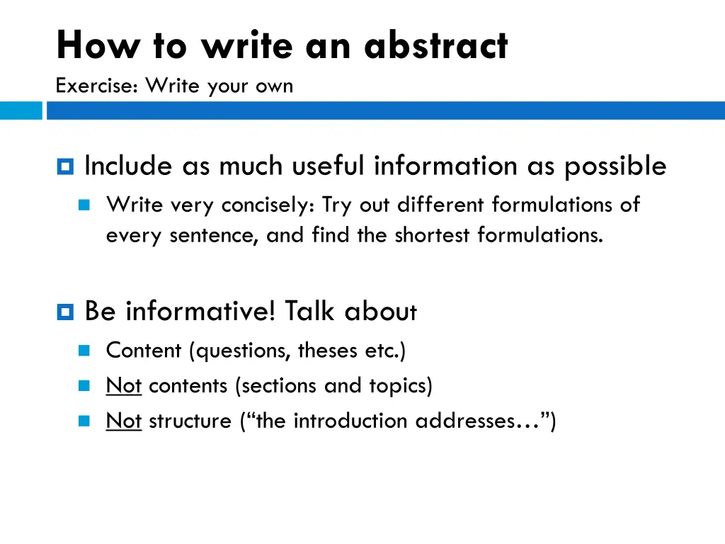 how to write an abstract exercise write your own