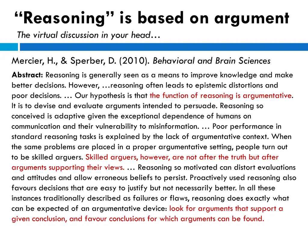 reasoning is based on argument the virtual