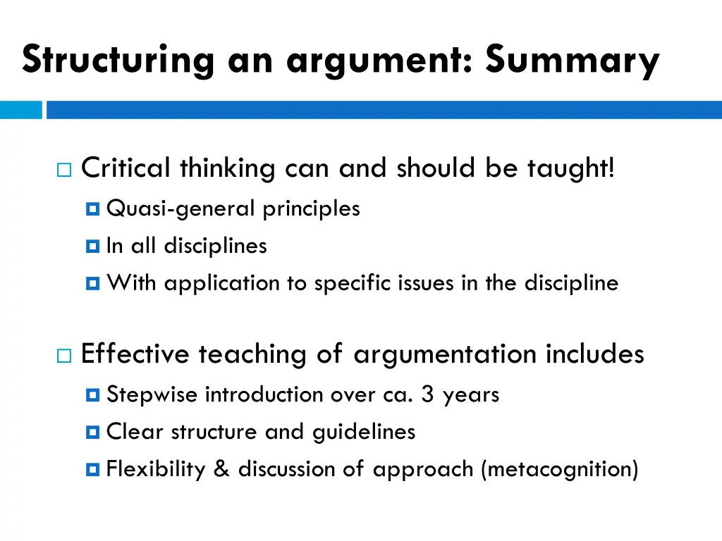 structuring an argument summary