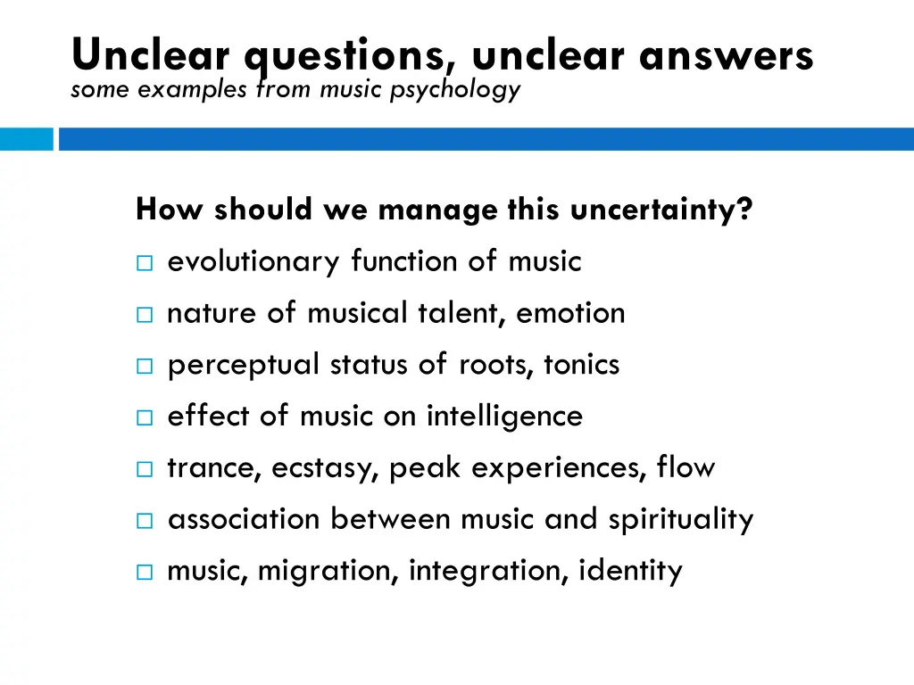 unclear questions unclear answers some examples