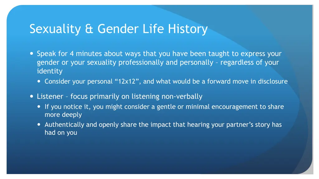 sexuality gender life history