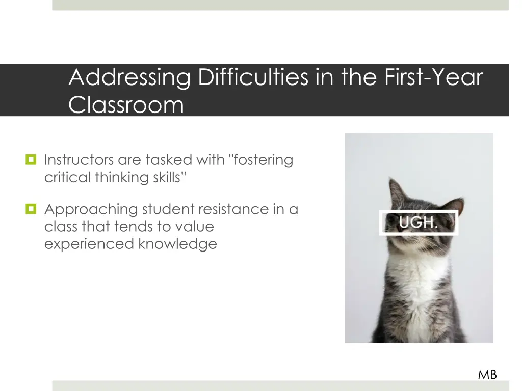 addressing difficulties in the first year 1