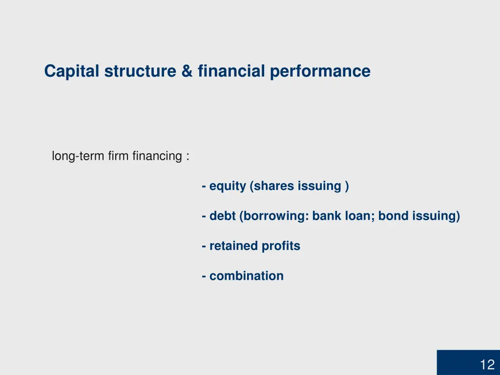 capital structure financial performance