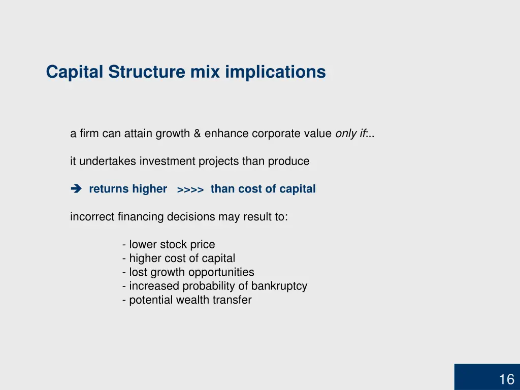 capital structure mix implications