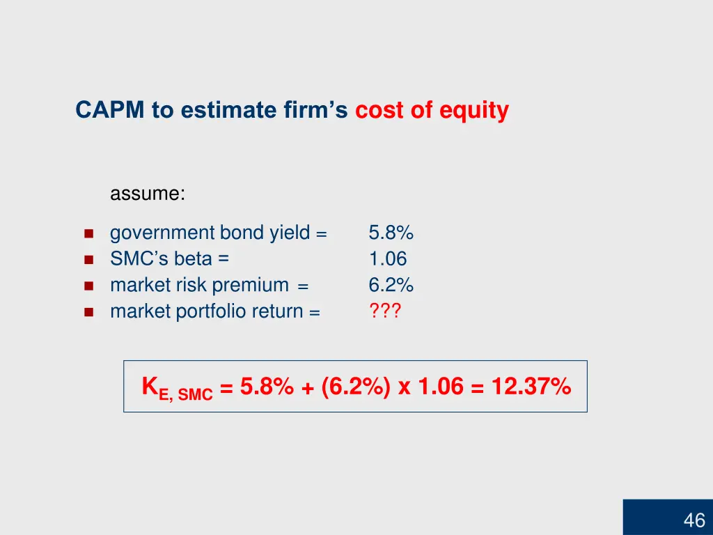 capm to estimate firm s cost of equity