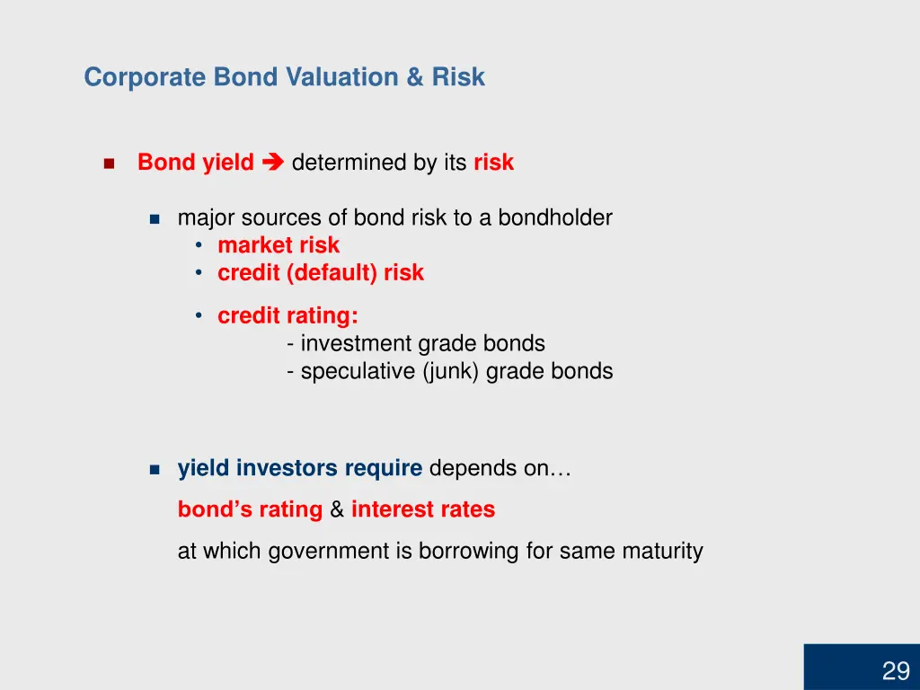 corporate bond valuation risk