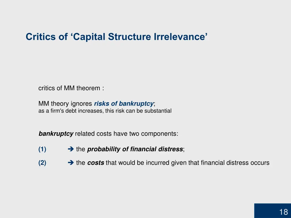 critics of capital structure irrelevance