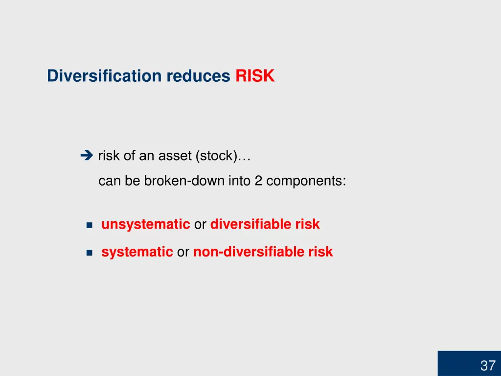 diversification reduces risk