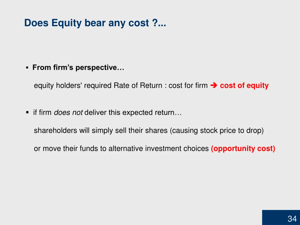 does equity bear any cost 1