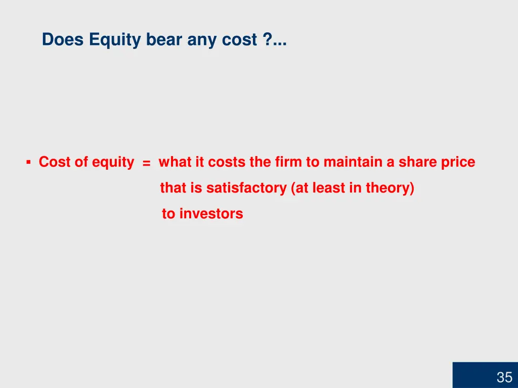 does equity bear any cost 2