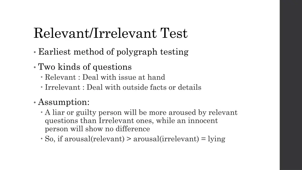 relevant irrelevant test