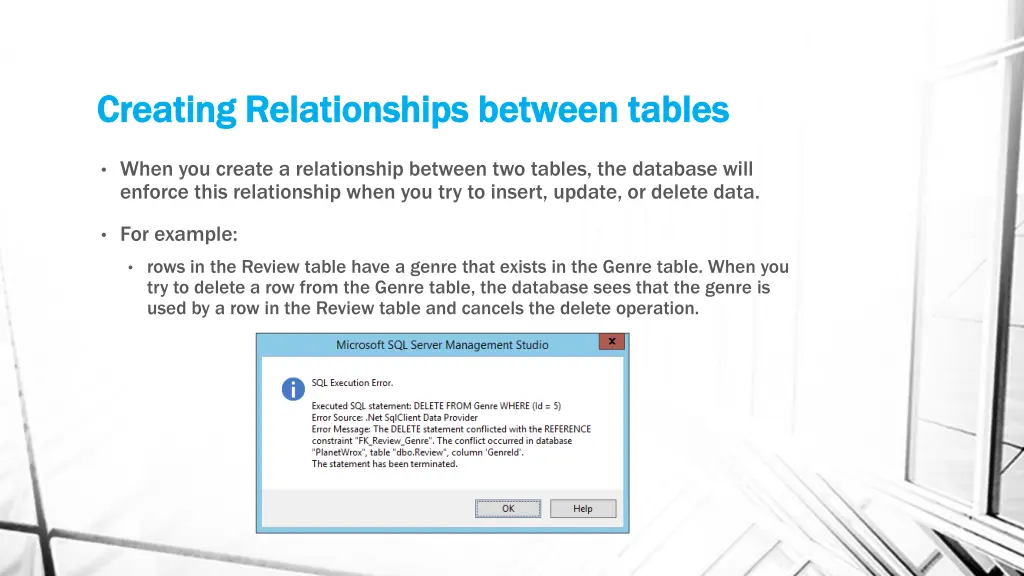 creating relationships between tables creating 2