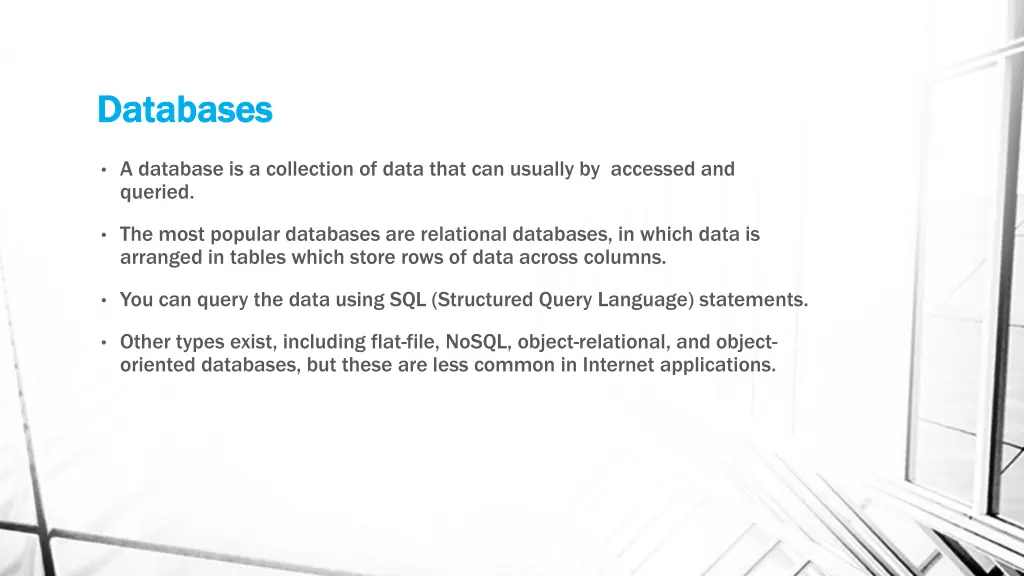 databases databases