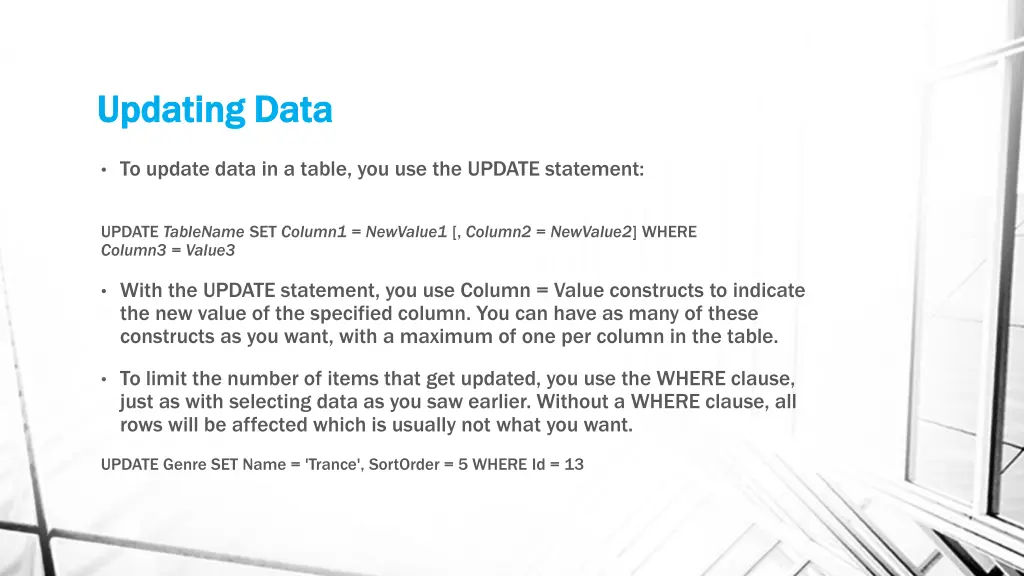 updating data updating data