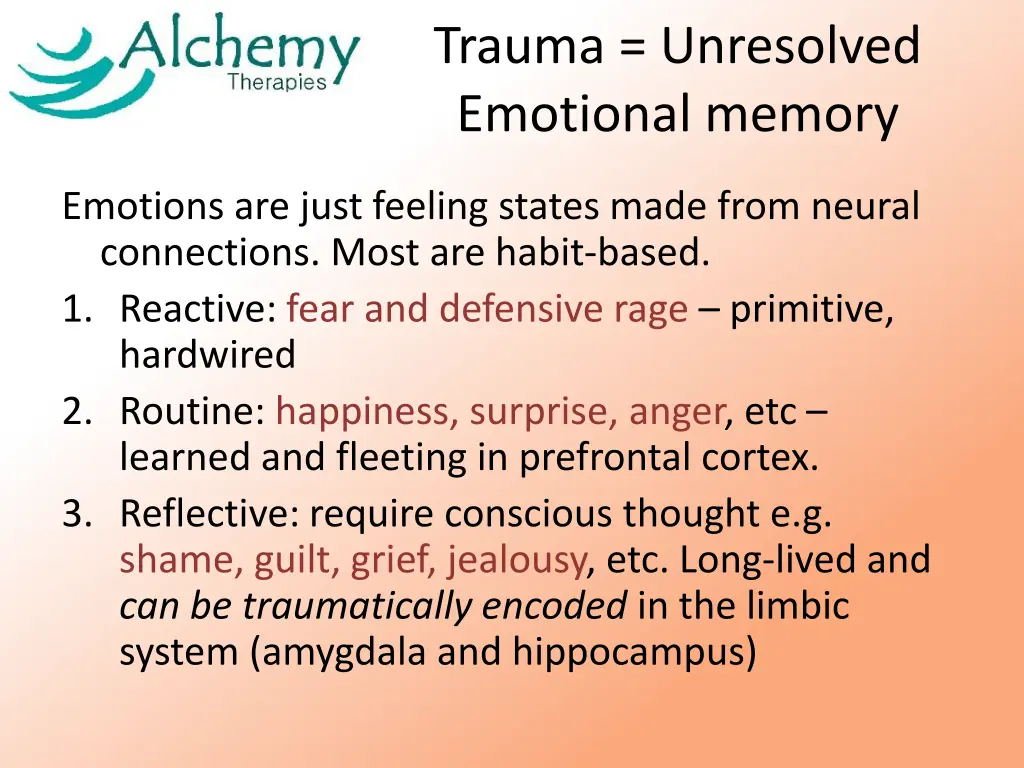 trauma unresolved emotional memory