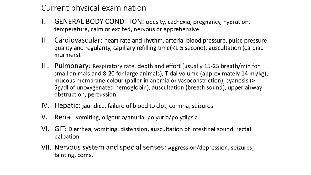 current physical examination