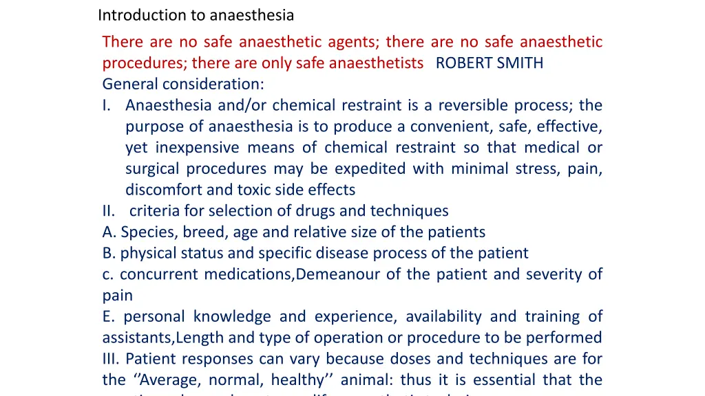 introduction to anaesthesia