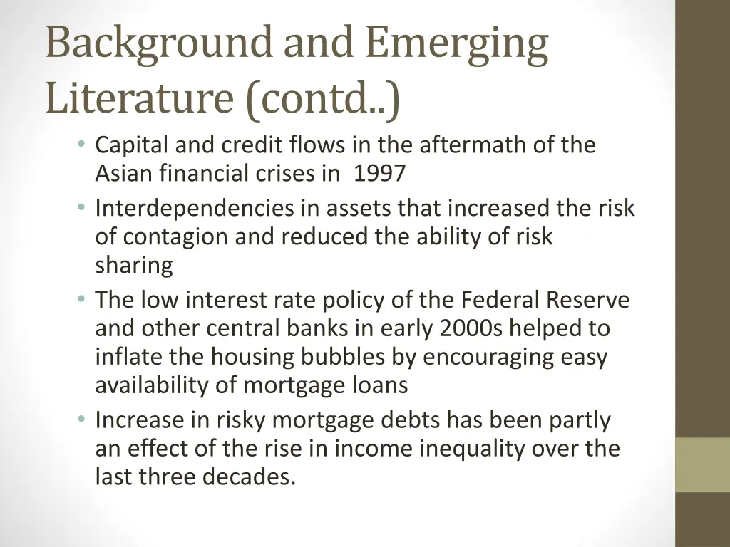 background and emerging literature contd capital