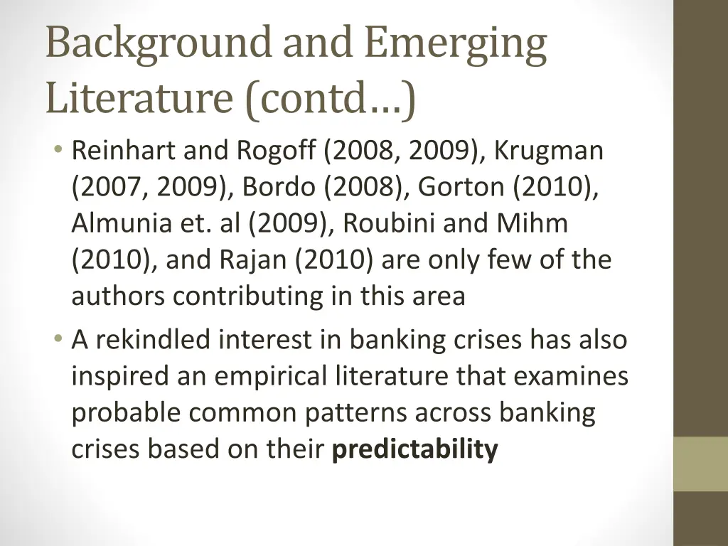 background and emerging literature contd reinhart