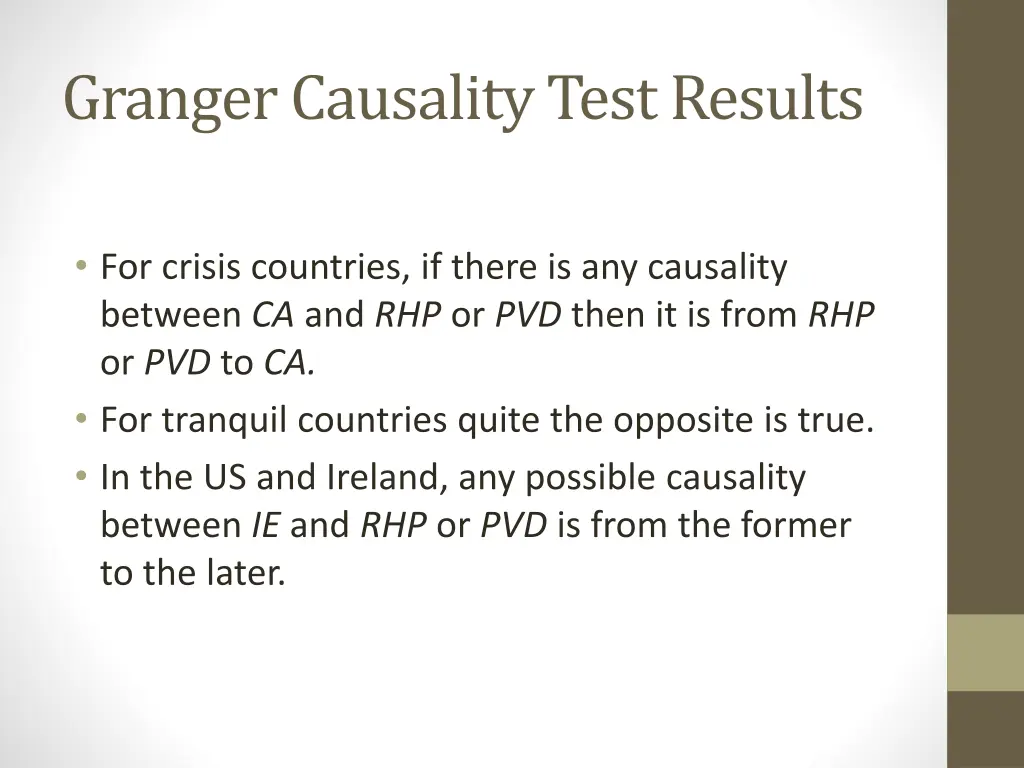 granger causality test results