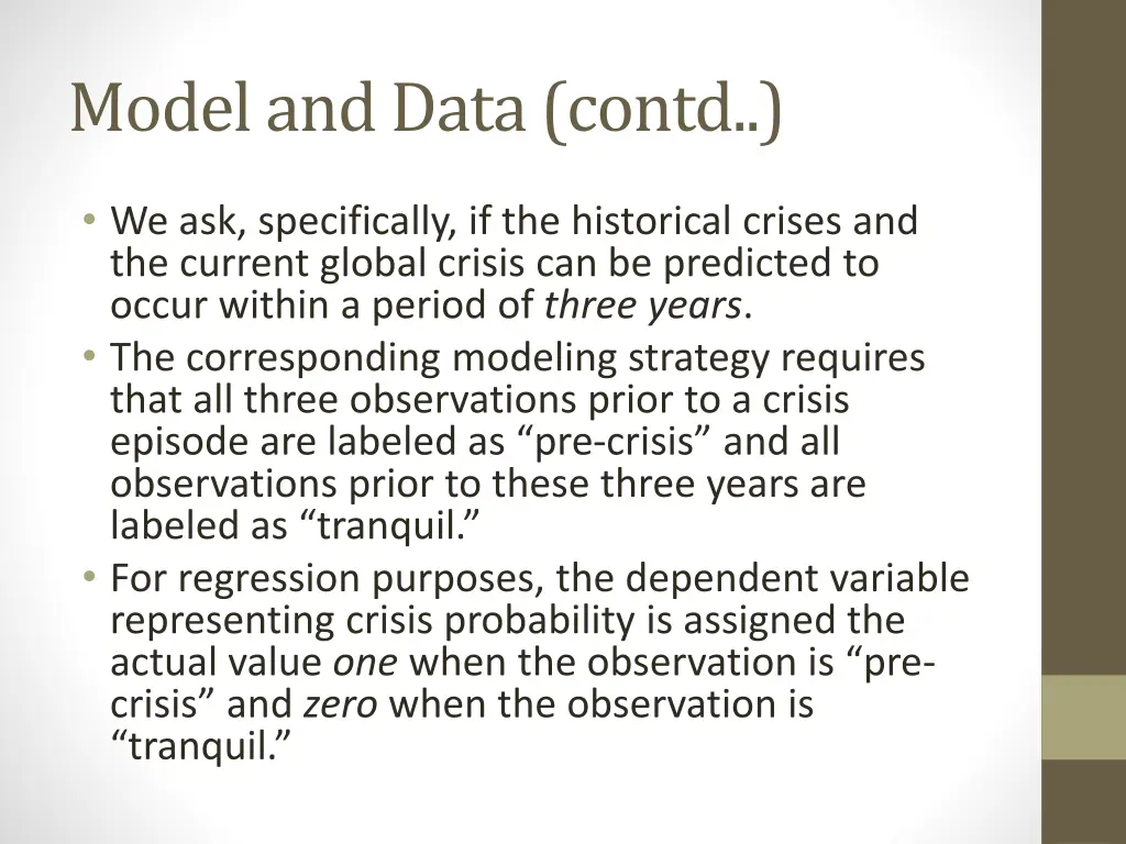 model and data contd