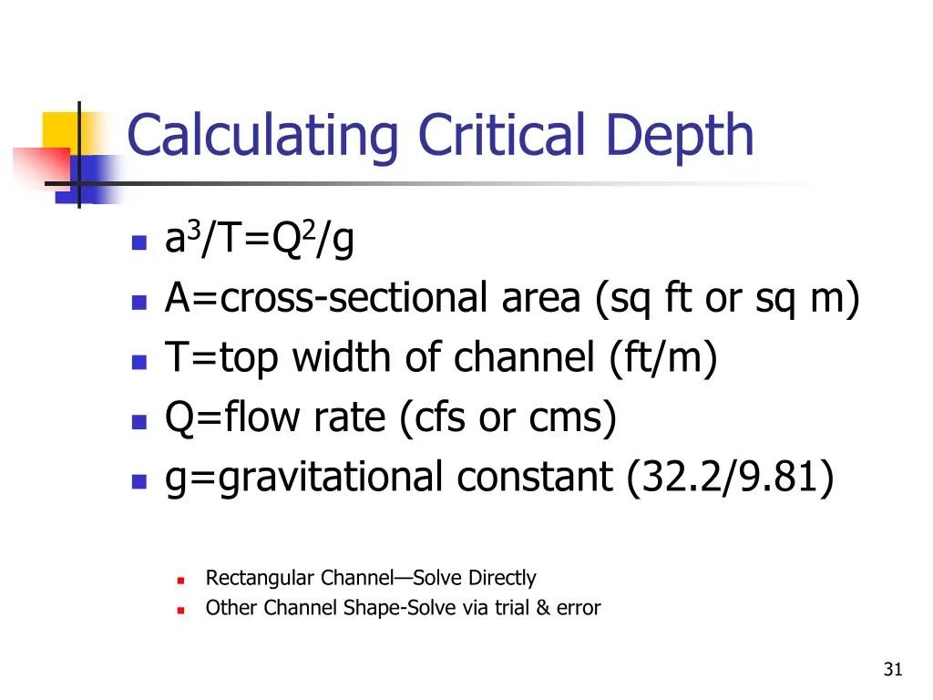 calculating critical depth