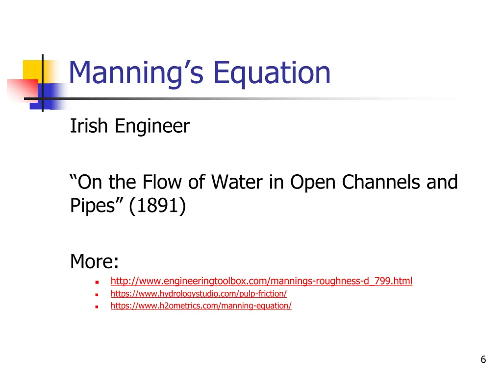 manning s equation