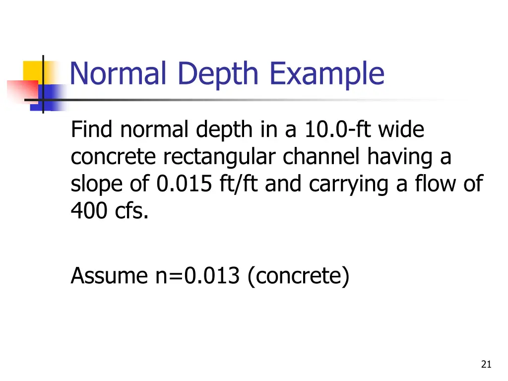 normal depth example