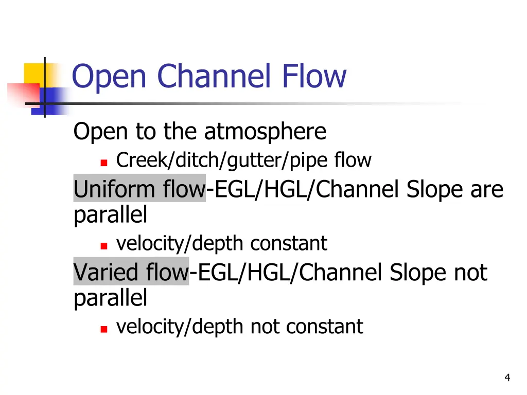 open channel flow