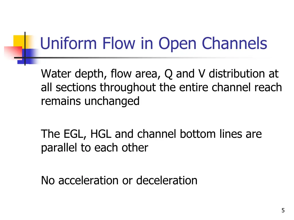 uniform flow in open channels