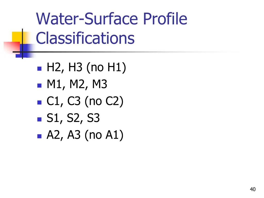 water surface profile classifications