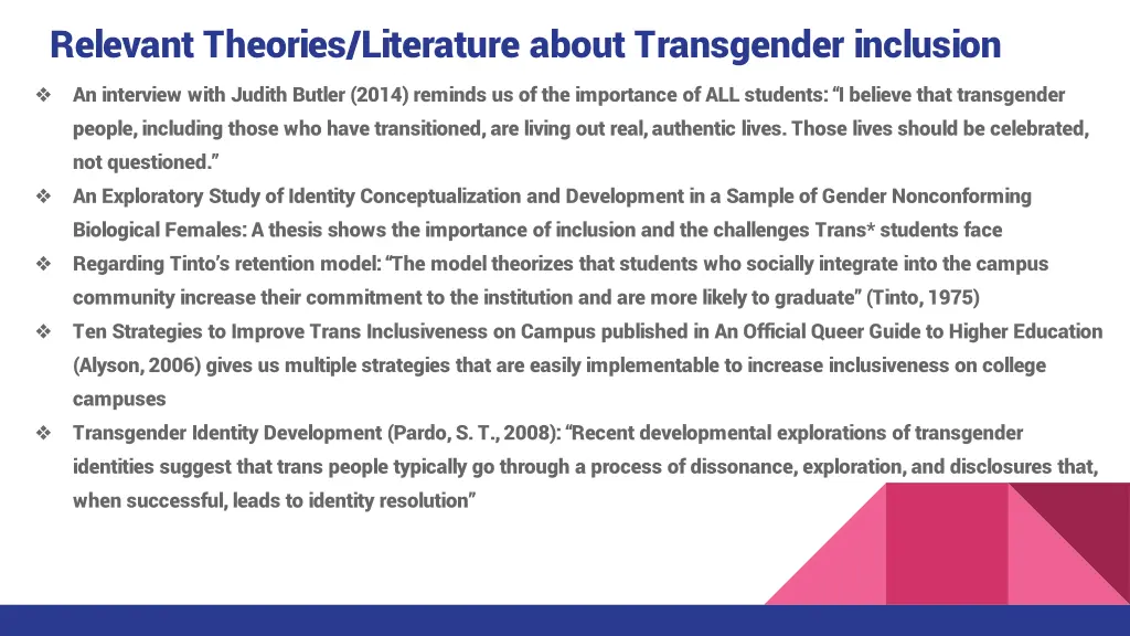 relevant theories literature about transgender