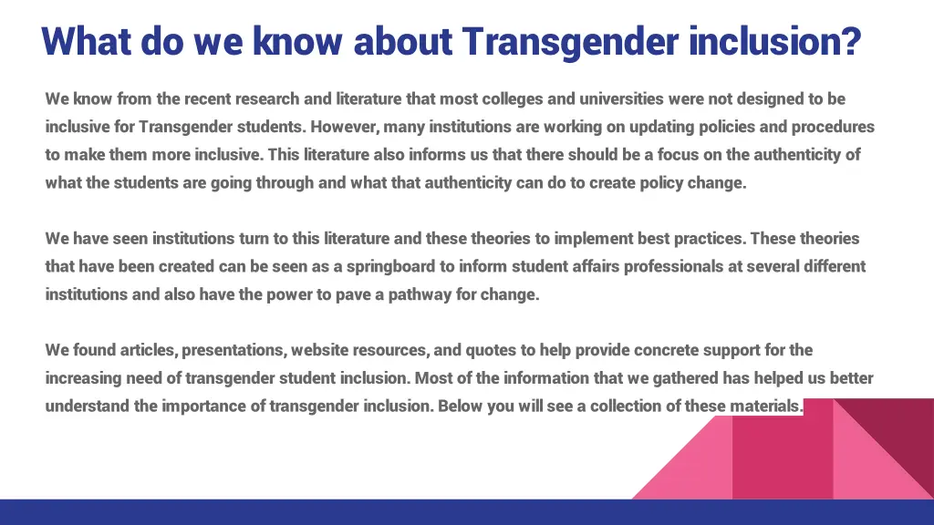 what do we know about transgender inclusion