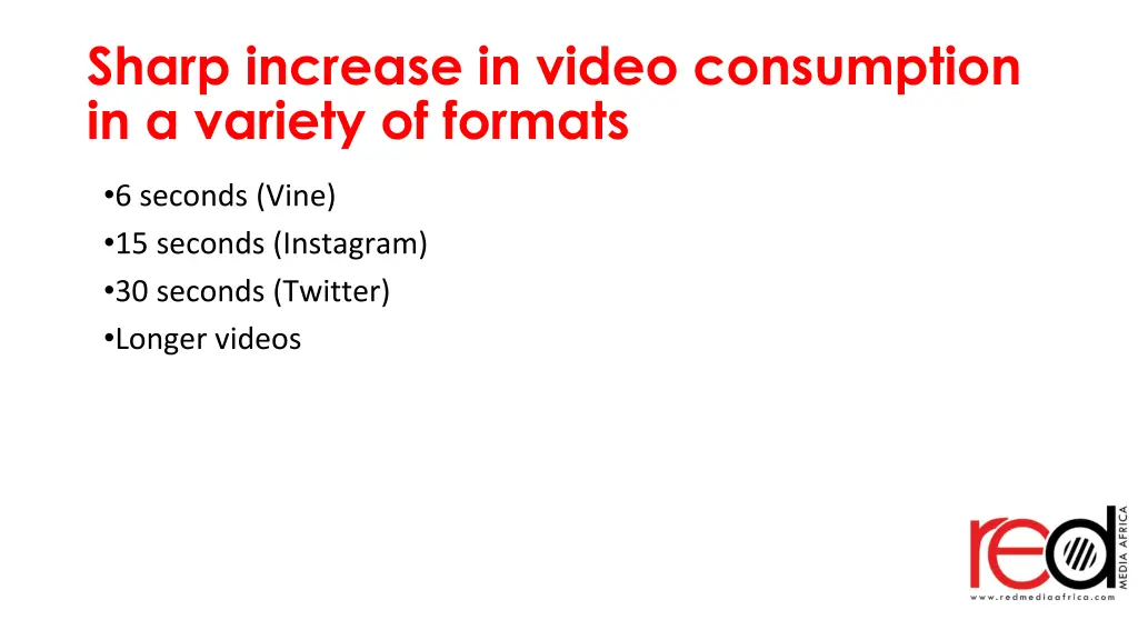 sharp increase in video consumption in a variety