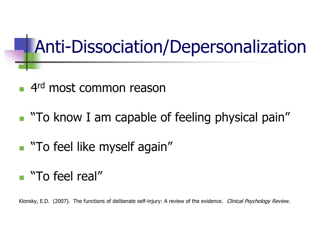 anti dissociation depersonalization