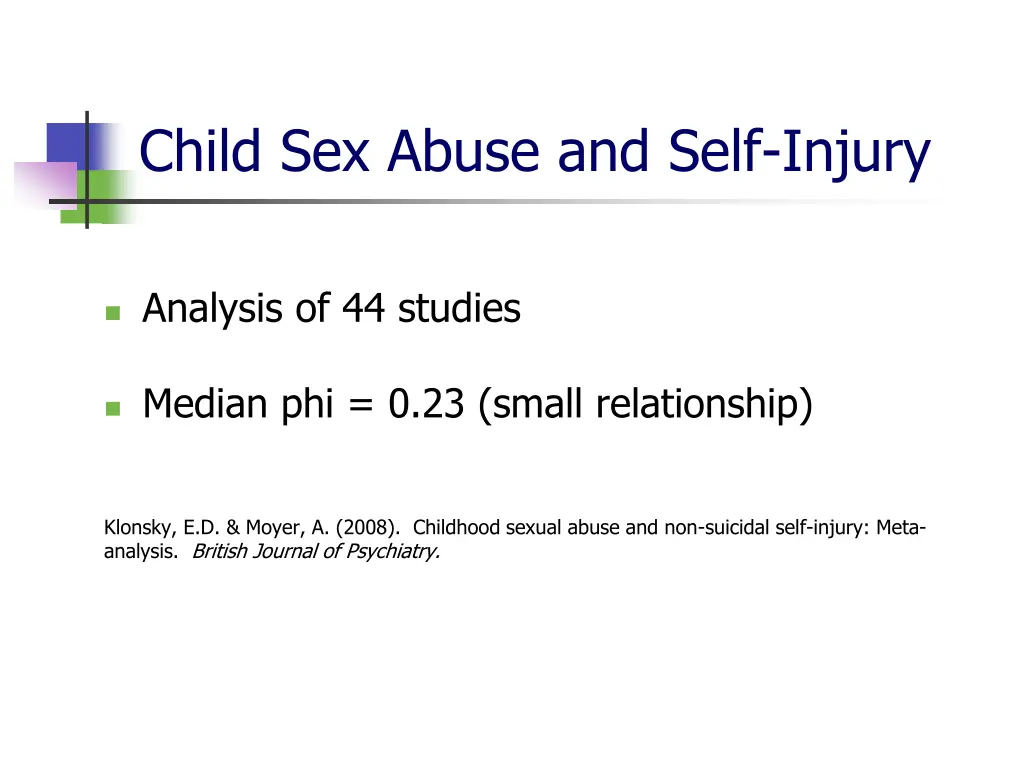 child sex abuse and self injury