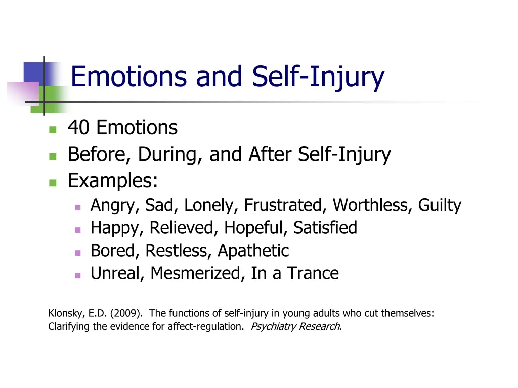 emotions and self injury