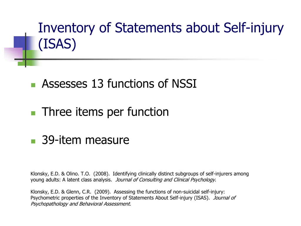 inventory of statements about self injury isas