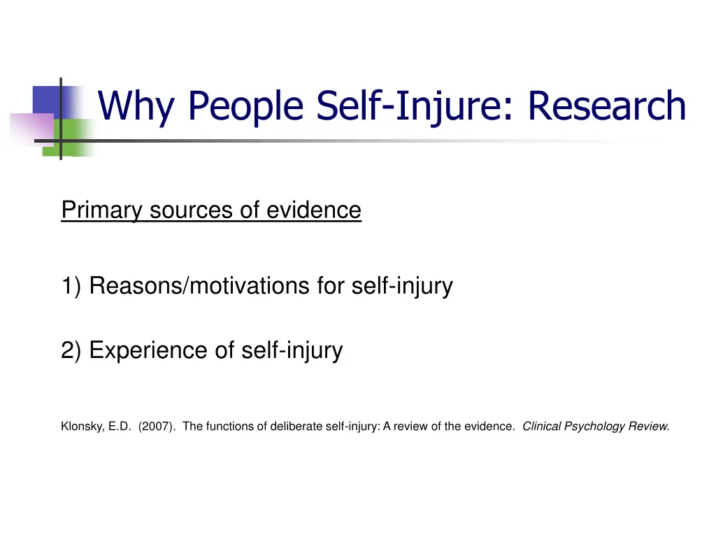 why people self injure research 2