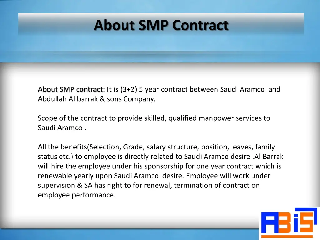 about smp contract 1