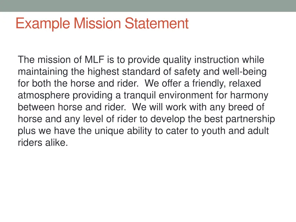 example mission statement