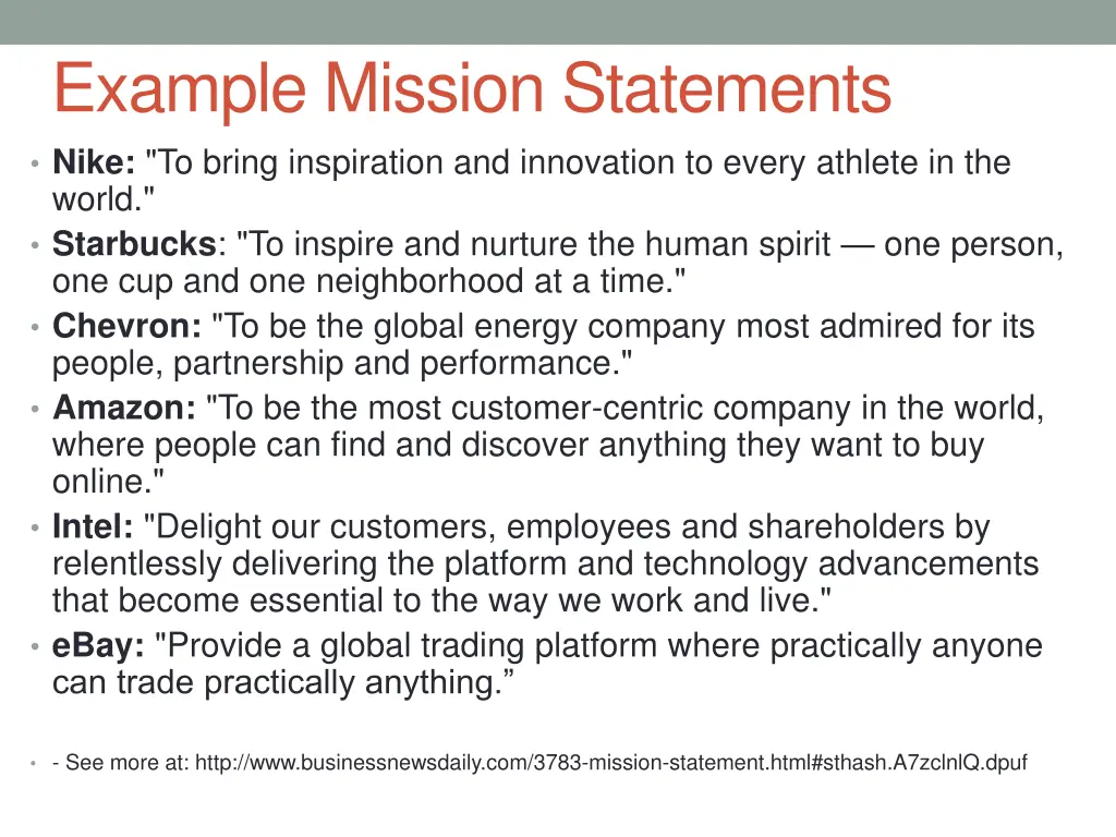 example mission statements