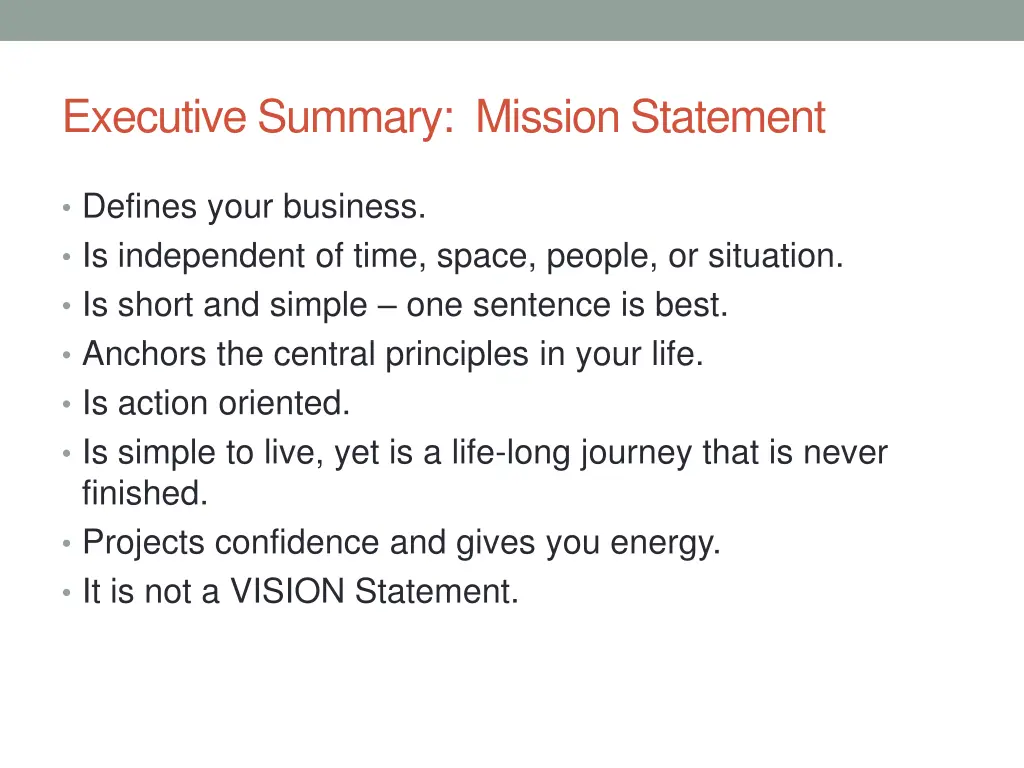 executive summary mission statement