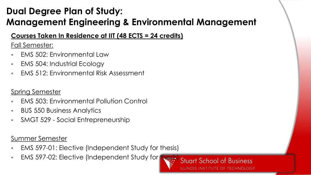 dual degree plan of study management engineering 1