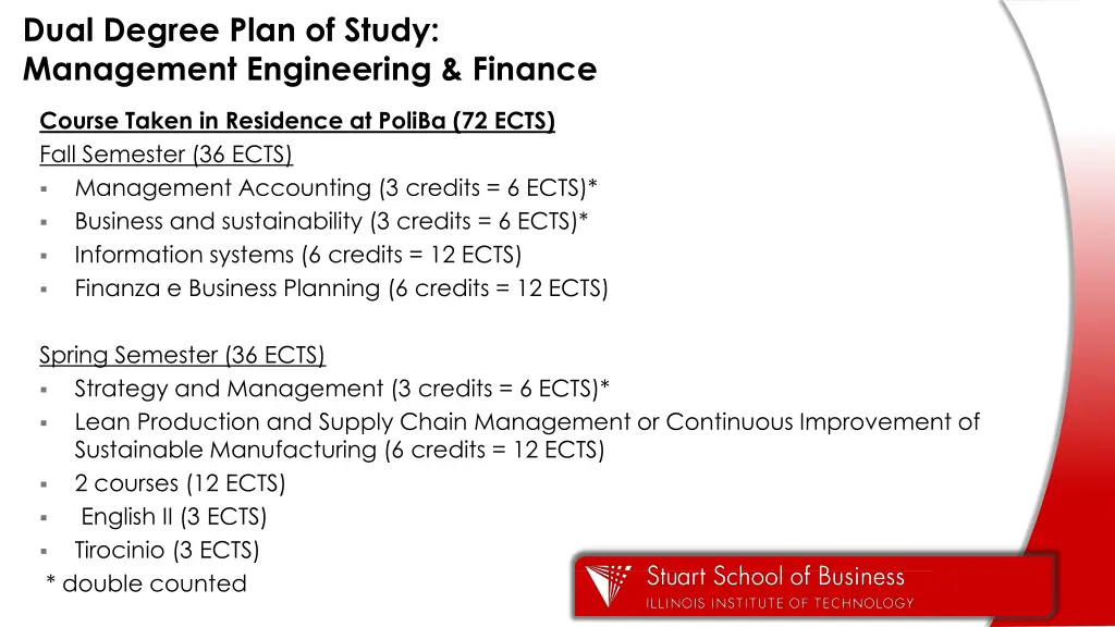 dual degree plan of study management engineering 2